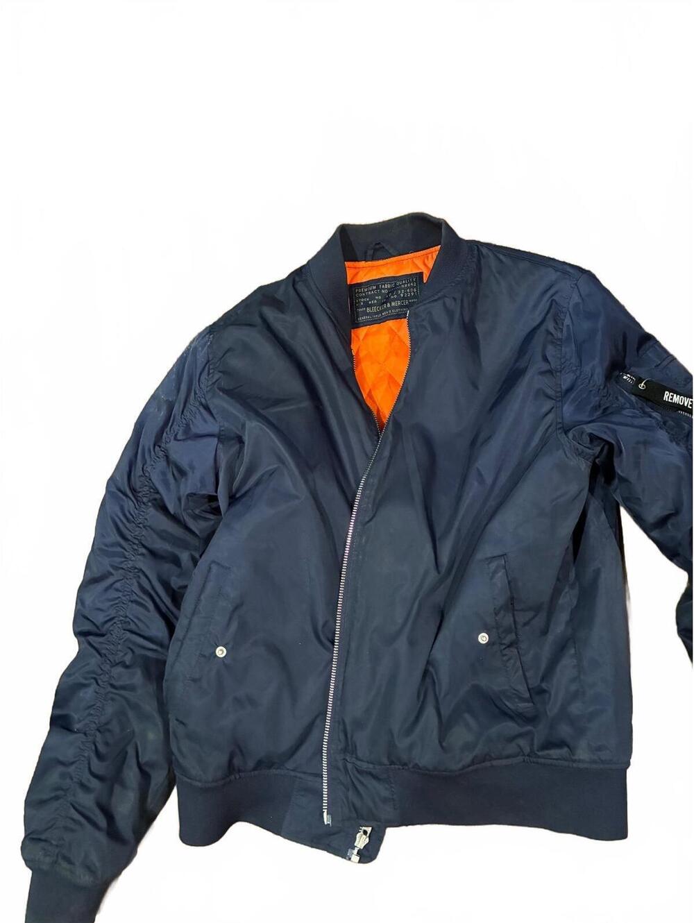 Bleecker & Mercer Men's Premium Fabric Quality Bomber Jacket XL Navy Blue